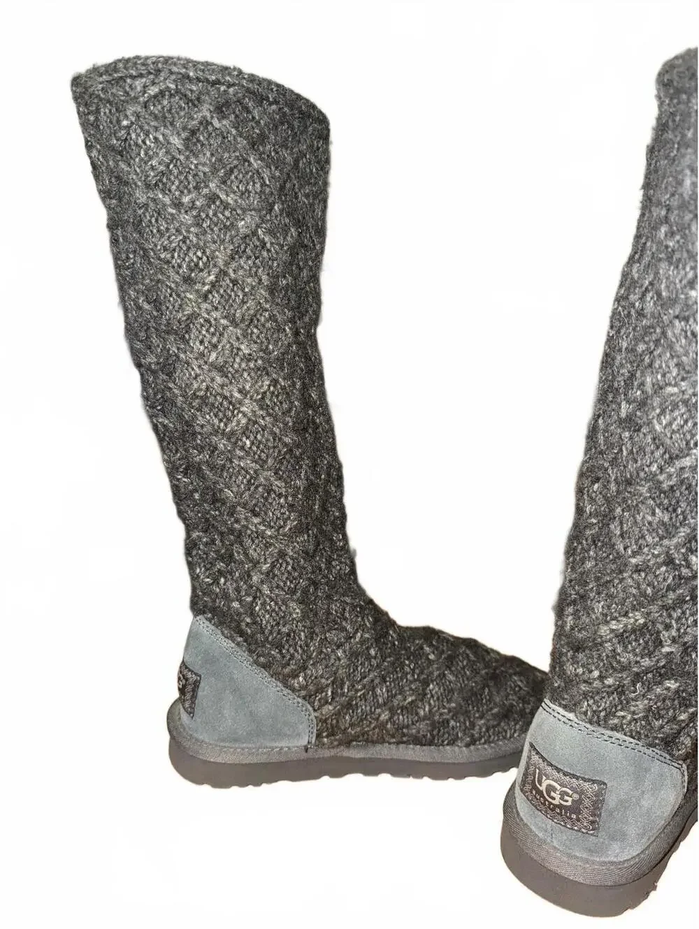 Women’s Grey UGG knit lattice boots with buttons worn once size US 6